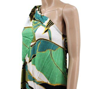Reiss Tina One-Shoulder Green & Blue Floral Print Maxi Dress  Women's Size 4